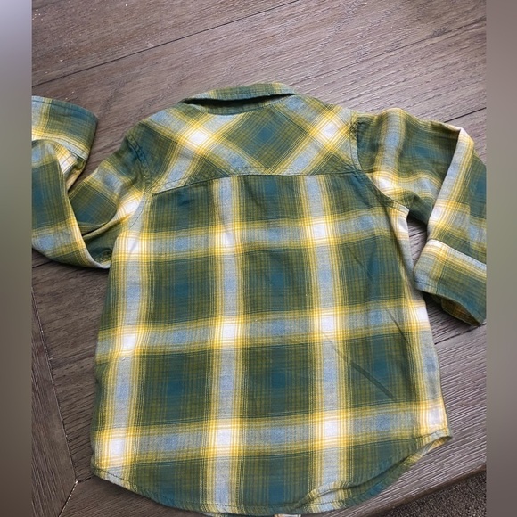 Old Navy 3T boys button up plaid yellow/green long sleeve shirt - Picture 1 of 8